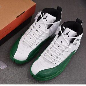 White & Green High Top Basketball Style Sneakers – Comfortable Streetwear Casual